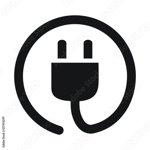 Electric plug socket icon, simple flat vector illustration, concept power wire cable pictogram
