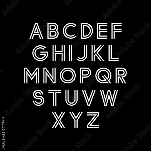 Vector alphabet set. Modern double line font