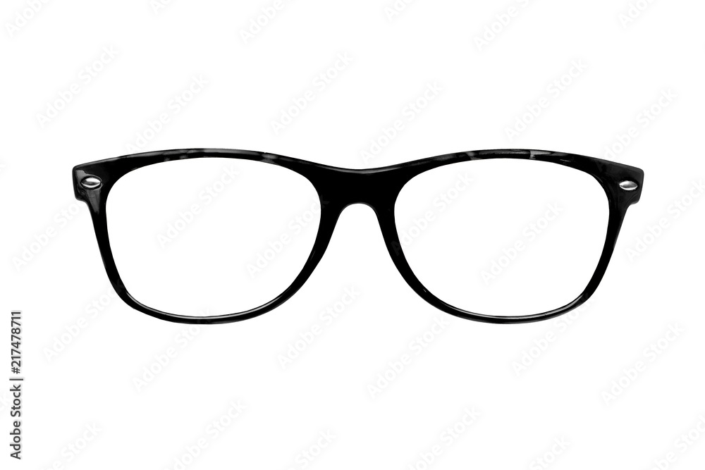 Black glasses isolated on white background for applying on a portrait