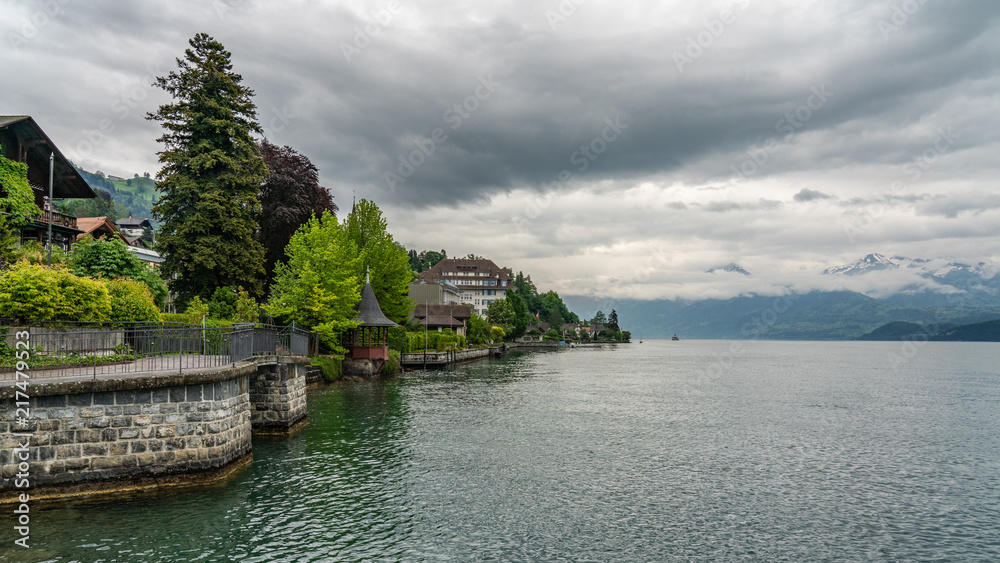 Fototapeta premium Switzerland, Thun city rooftops