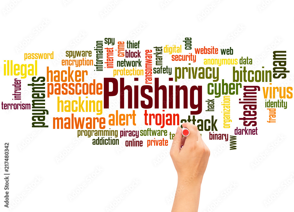 Phishing word cloud hand writing concept Phishing word cloud hand writing concept