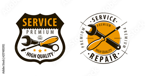 Service, workshop logo or label. Repair icon. Vector
