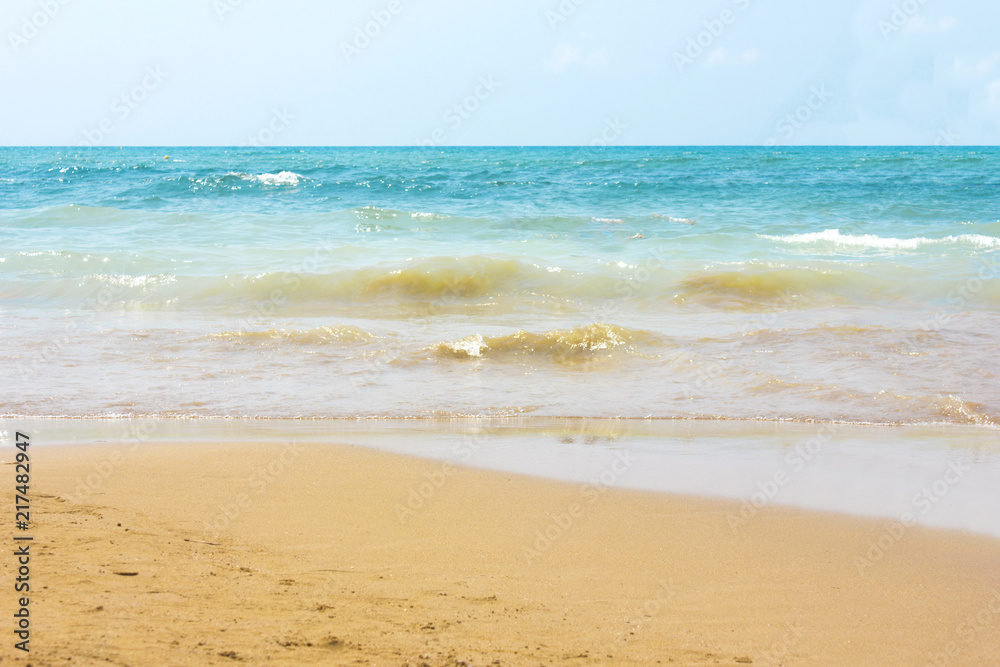 Calm Mediterranean turquoise sea and sandy beach
