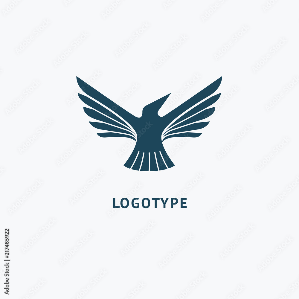 Fototapeta premium Bird silhouette logo. Vector abstract minimalistic illustration flying fowl. Pigeon icon.