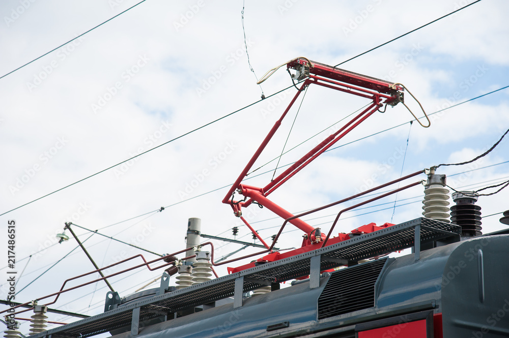 Obraz premium Red train in modern railway