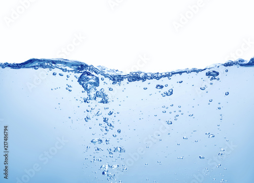 water with air bubbles on white background