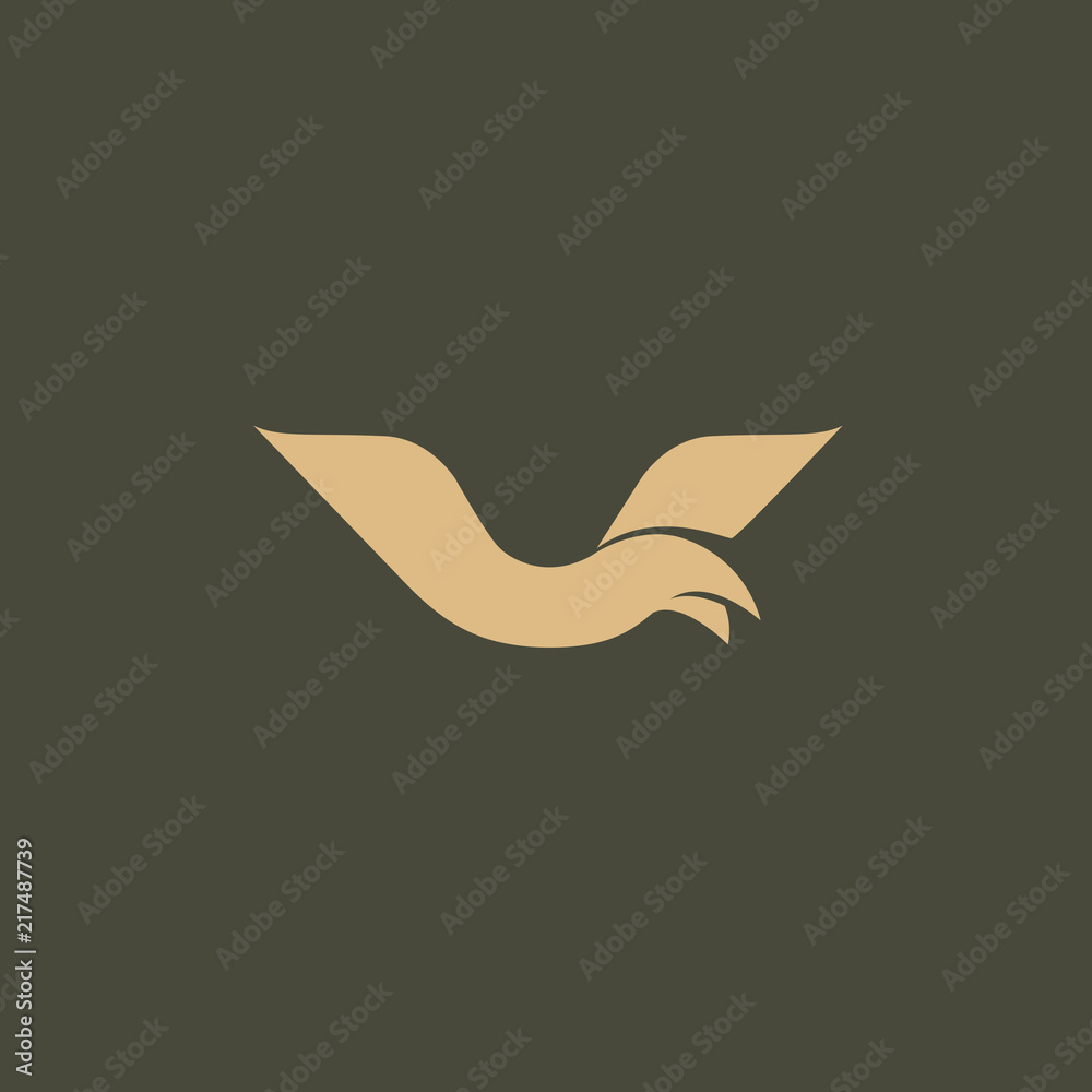 Obraz premium Bird silhouette logo. Vector abstract minimalistic illustration flying fowl. Pigeon icon.