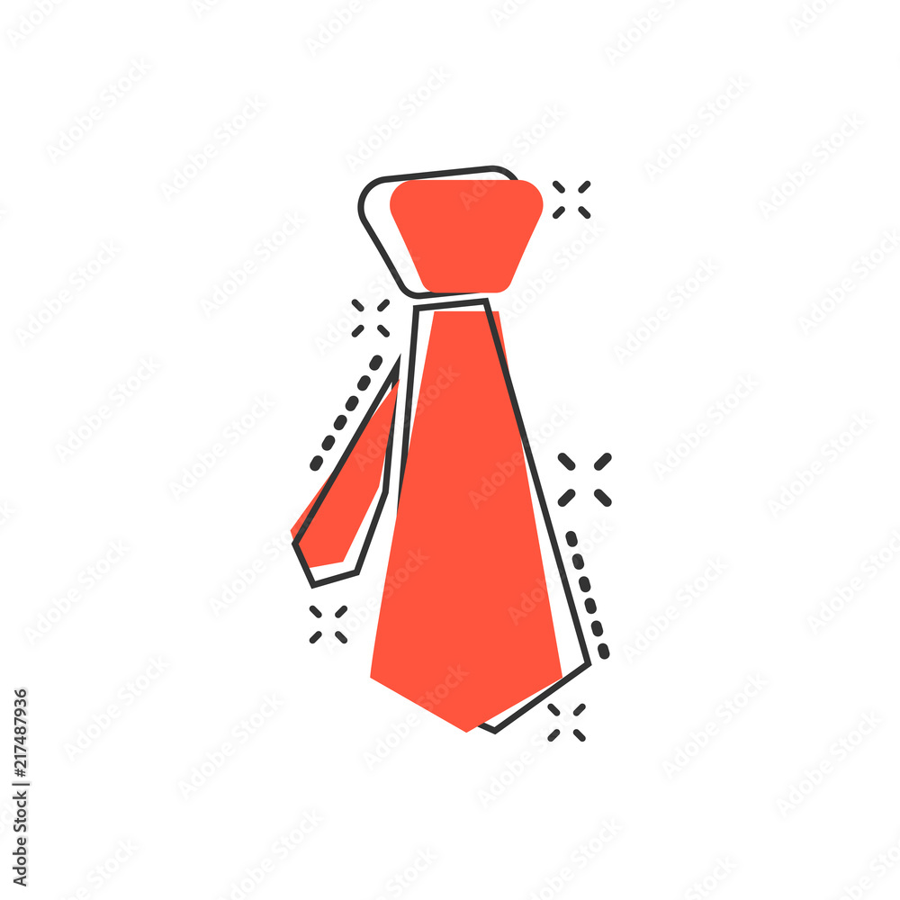 Vector cartoon tie icon in comic style. Necktie sign illustration pictogram. Tie business splash effect concept. Vector cartoon tie icon in comic style. Necktie sign illustration pictogram. Tie business splash effect concept.