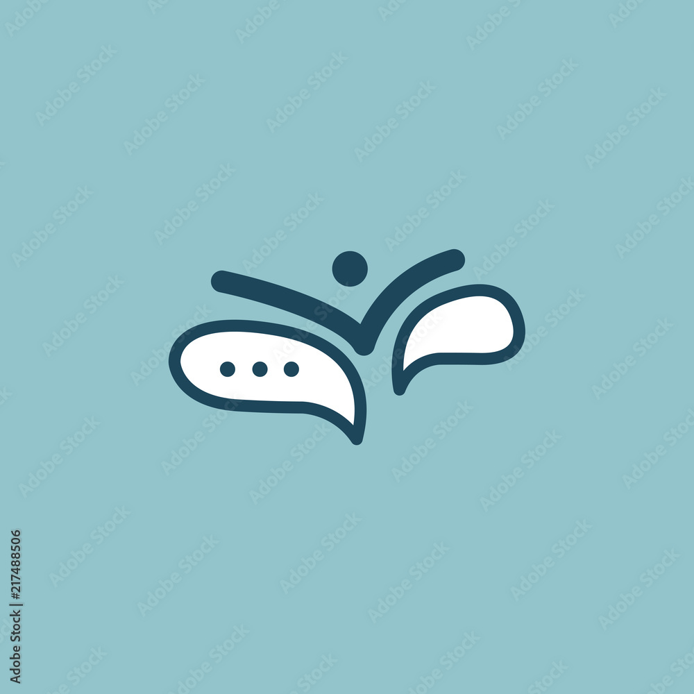 Naklejka premium Logo concept of chat, media, soft, dialogue script, popup, support center, profile, dating software, communication, contact, social network. Support service, messenger