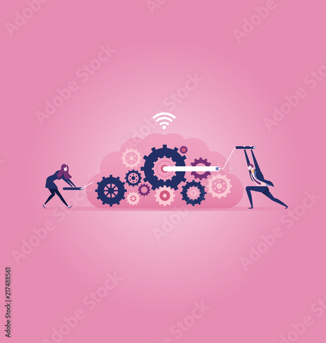 Brainstorming businessman create idea vector
