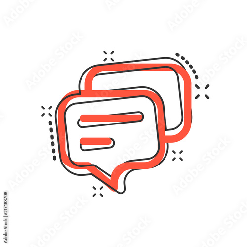 Vector cartoon speech bubble icon in comic style. Discussion dialog sign illustration pictogram. Comment cloud business splash effect concept.
