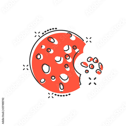 Vector cartoon cookie icon in comic style. Chip biscuit sign illustration pictogram. Pastry cookie business splash effect concept.