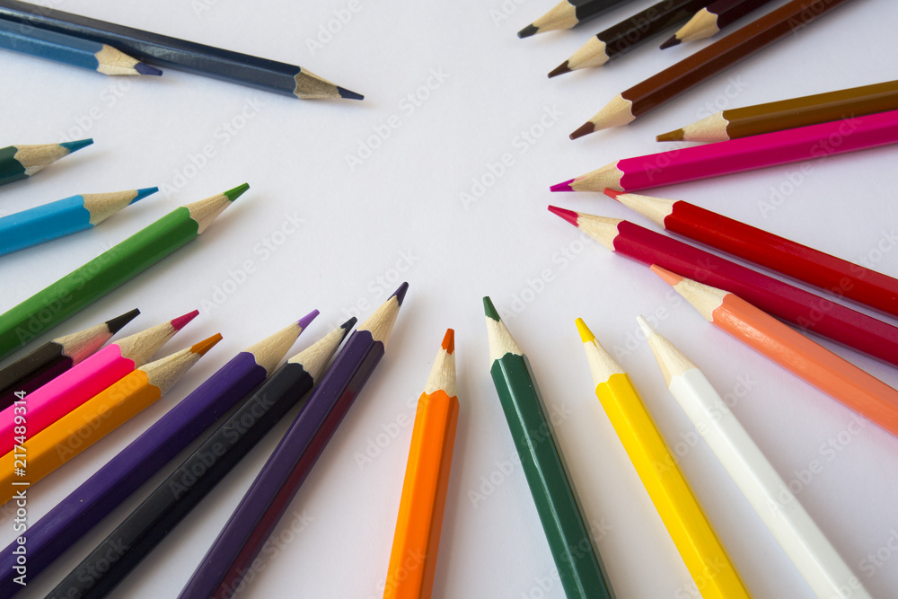 Color pencils isolated on white background.Close up. Color pencils isolated on white background.Close up.