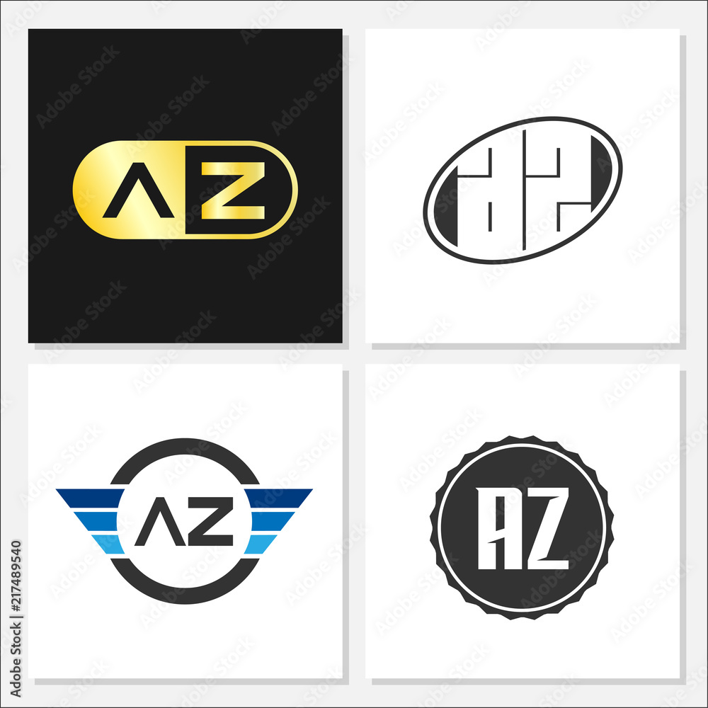 Initial Letter AZ Logo Set Initial Letter AZ Logo Set
