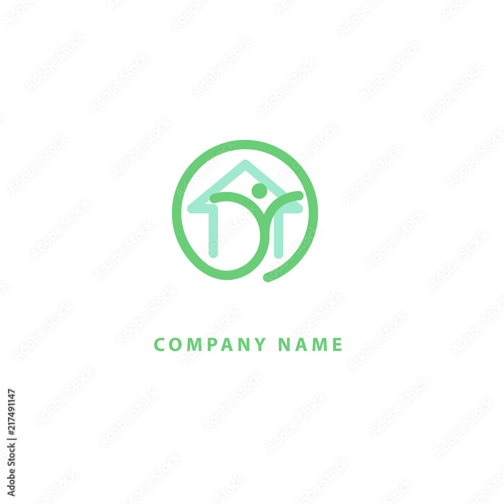 Abstract real estate agent logo icon vector design. Rent, sale of real estate vector logo, House cleaning, home security. Vector man and house logo concept. Abstract real estate agent logo icon vector design. Rent, sale of real estate vector logo, House cleaning, home security. Vector man and house logo concept.