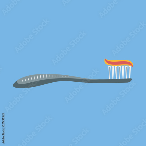 Icon toothbrush and toothpaste. Cleanliness teeth. Oral hygiene. Vector image.