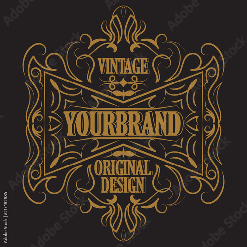 Antique label, vintage frame design, typography, retro logo template, vector illustration