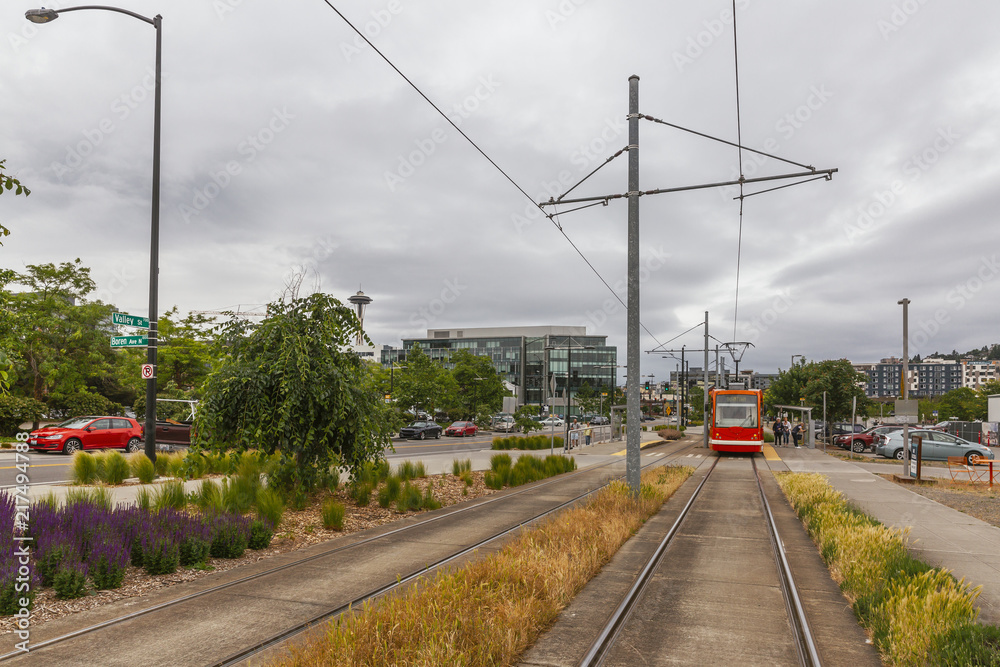 Tramway and Street Scene in Seattle, USA