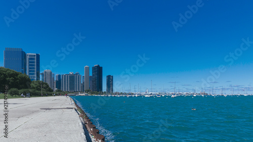 Chicago Skyline by Lake Michigan with Yachts © Mark Zhu