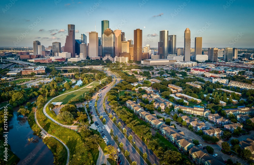 Houston, Texas Skyline At Sunset  - obrazy, fototapety, plakaty 
