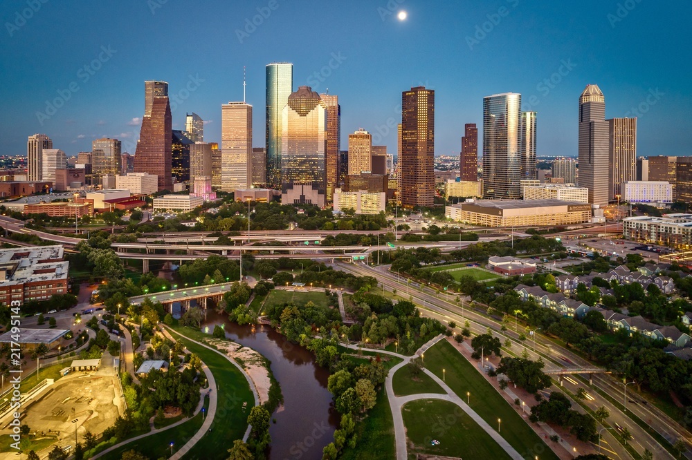 Houston, Texas Skyline At Dusk Stock Photo Adobe Stock