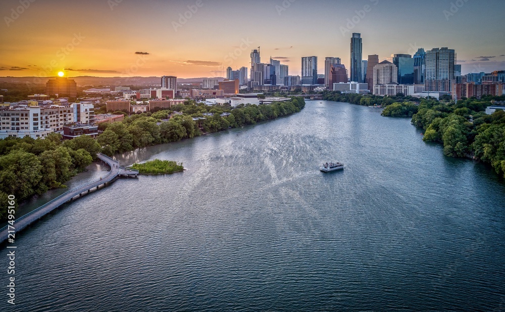 Naklejka premium Austin, Texas Skyline At Sunset