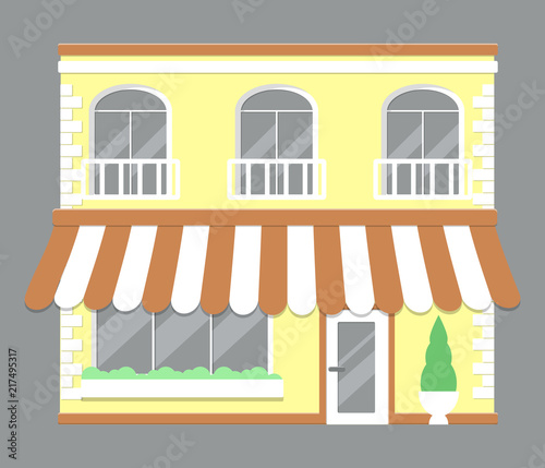 cafe building traditional facade with signboard. flat style vector illustration. eps10
