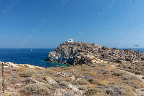 Phare de Capo di Korakas sur l'île de Naxos en Grèce