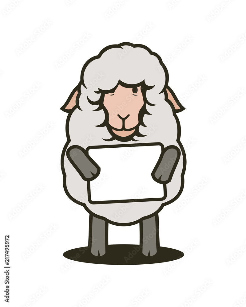 Sheep mascot with tablet with your text Sheep mascot with tablet with your text
