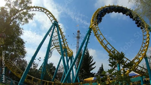 Roller coaster ride at an amusement park