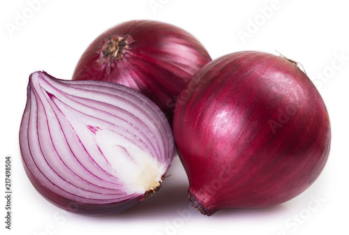 Leinwand Poster Fresh onion on white background
