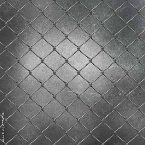 3D wire mesh on grunge metal background photo