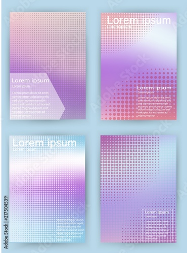 Covers holographic foil design. Geometric halftone gradients.vector