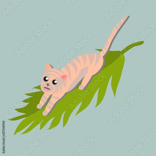 Fototapeta Naklejka Na Ścianę i Meble -  little tiger on leaf
