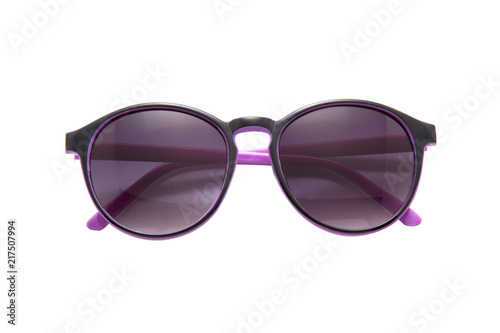 Cool sunglasses isolated on white background, top view.