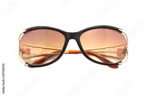 Cool sunglasses isolated on white background, top view.