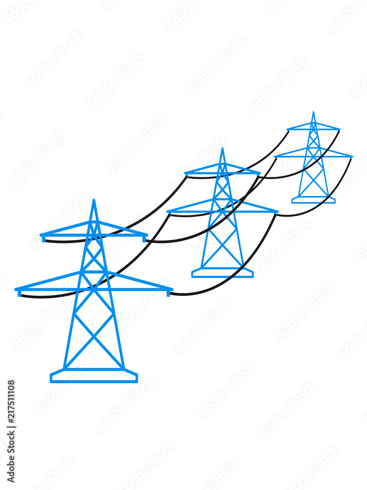 reihe muster viele trasse strom mast strommast elektro leitung starkstrom gefahr energie watt clipart
