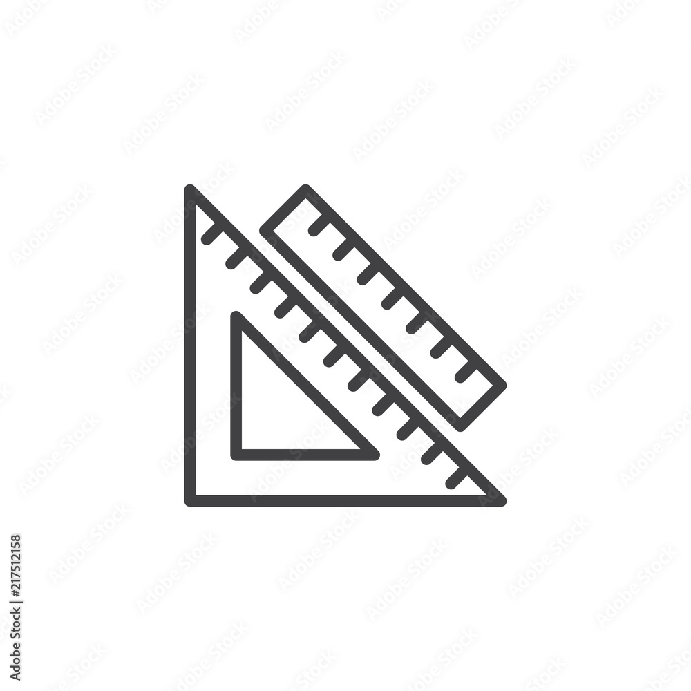 Set square outline icon. linear style sign for mobile concept and web design. Rulers simple line vector icon. Symbol, logo illustration. Pixel perfect vector graphics
