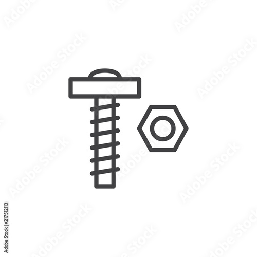 Nut and bolt outline icon. linear style sign for mobile concept and web design. Screw simple line vector icon. Symbol, logo illustration. Pixel perfect vector graphics