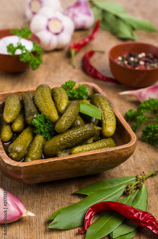 Pickled cucumbers with spices