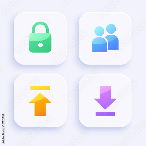 Icon Set for Mobile Interface on White Background : Vector Illustration