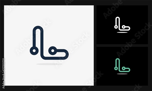 letter L line tech logo
