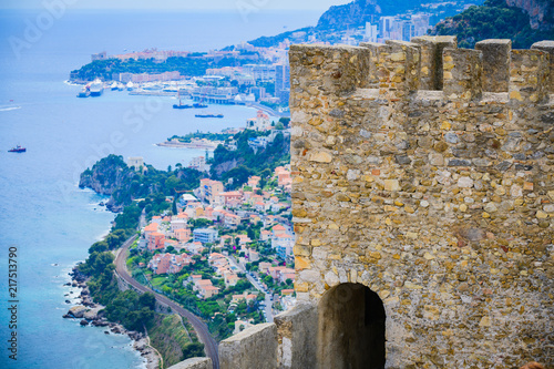 On the streets of a medieval village .Roquebrune-Cap-Martin. French Riviera. Cote d Azur.