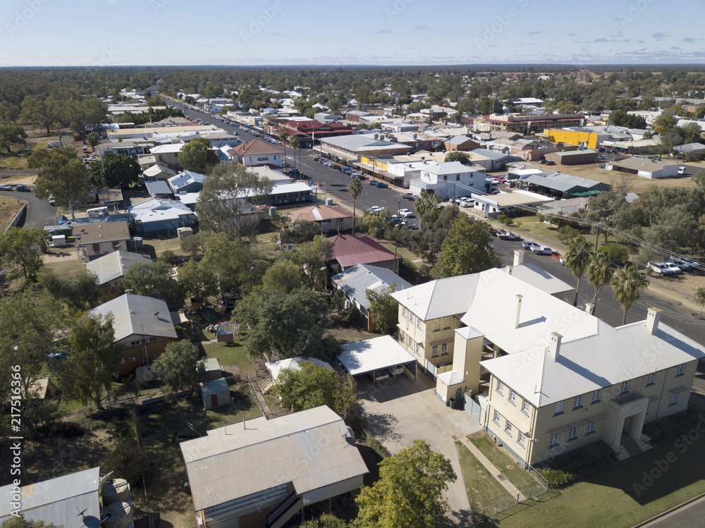  aerial view of the Queensland town of  Charleville.