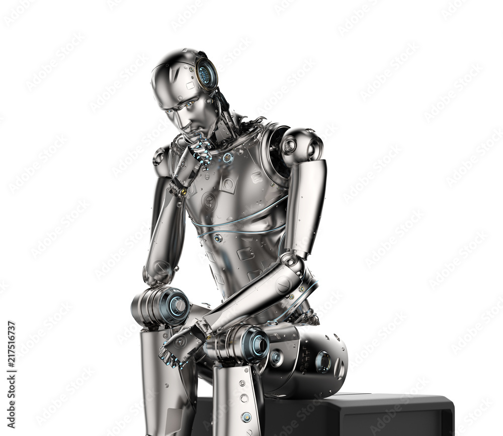 ai robot thinking ilustración de Stock | Adobe Stock