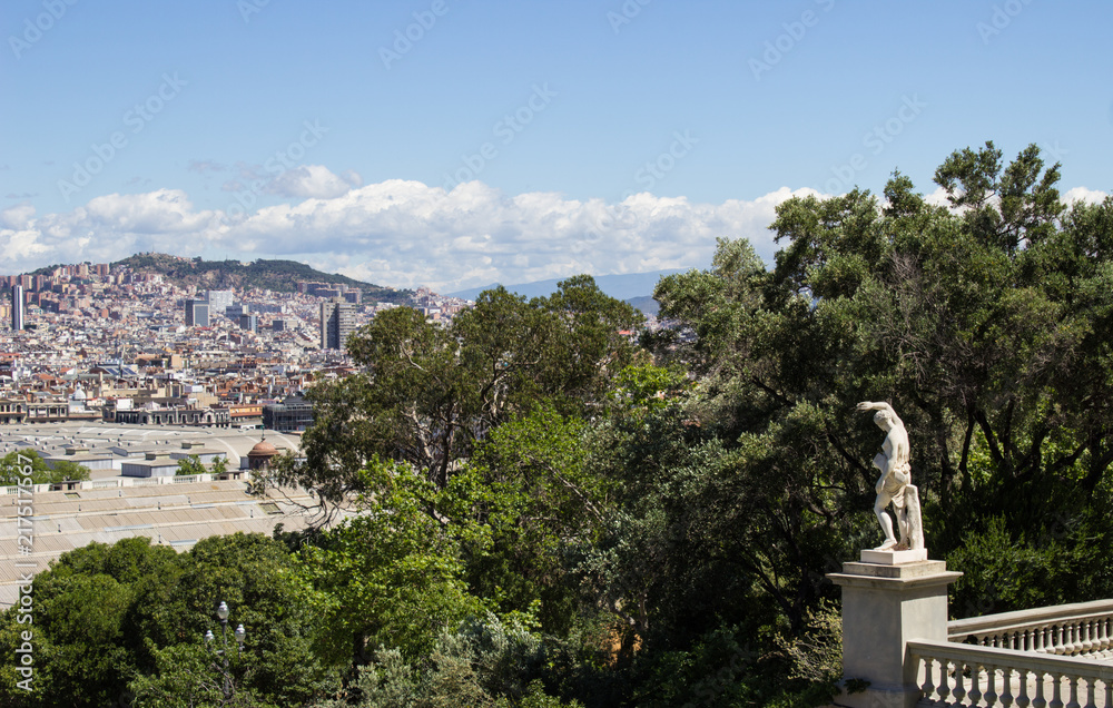 View of Barcelona from the national Museum of art of Catalonia, Montjuic mountain