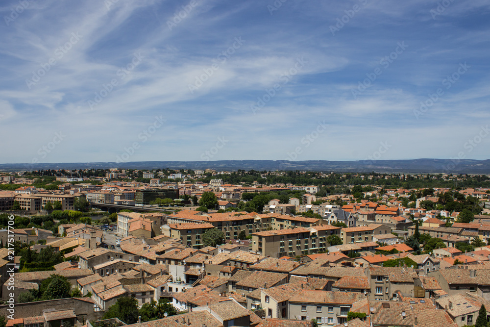 City view from the fortress of Carcassonne, France