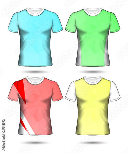  t-shirt templates abstract geometric collection of different colors polygonal mosaic