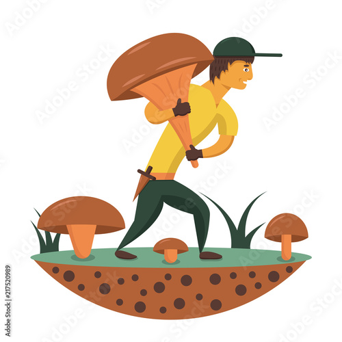 mushroom picker with a large mushroom