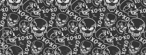 Seamless pattern with skulls. 